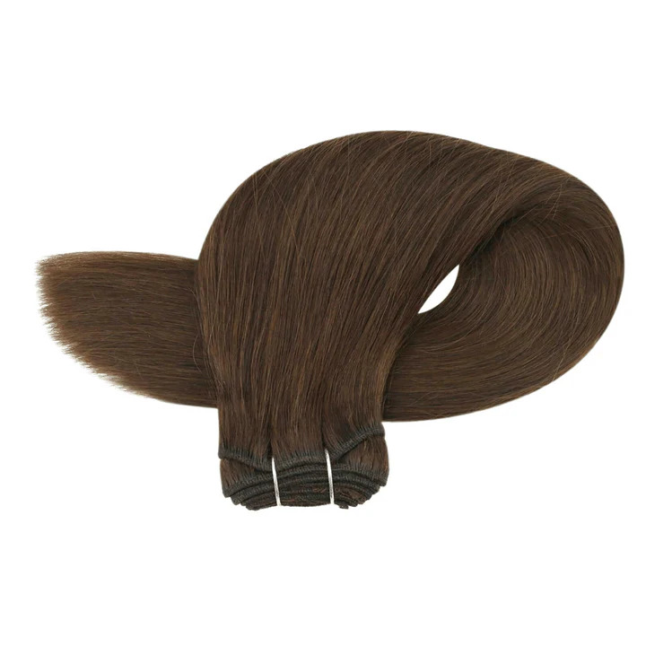 High-quality Virgin Weft Hair Extensions Straight Hair Natural Brown