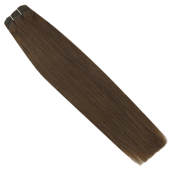 High-quality Virgin Weft Hair Extensions Straight Hair Natural Brown