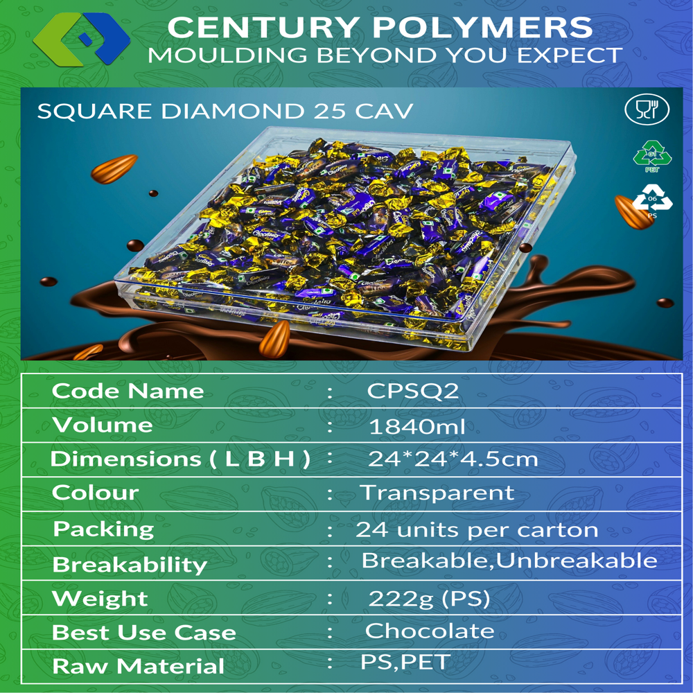 Square Dmd 25 Cavity (Cpsq2) - Capacity: 1840 Milliliter (Ml)