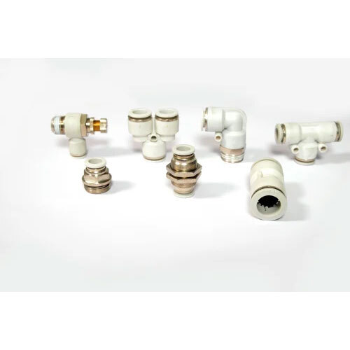 Pneumatic Fittings - Brass Material | Standard Size White Color Industrial Usage