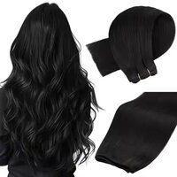 16 Inch Remy Weft Hair Bundle  Real Hair Extensions Human Hair Weft Bundles Dark Black Color