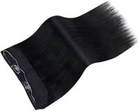 Zed Black Color Remy Hair Double Machine Weft Clip-In  Wire Fish Line Real Hair Extension 18 Inch
