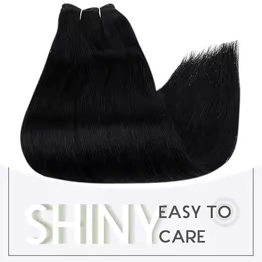 Silky Straight Hair Extensions 16 Inch (Natural Black) Premium Remy Hair Extension