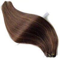 Temple Remy Weft Hair Extensions Human Hair Bundles 18 Inch 100G Dark Brown