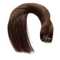 Temple Remy Weft Hair Extensions Human Hair Bundles 18 Inch 100G Dark Brown