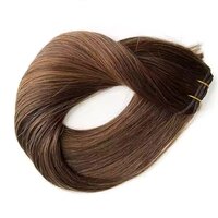 Temple Remy Weft Hair Extensions Human Hair Bundles 18 Inch 100G Dark Brown