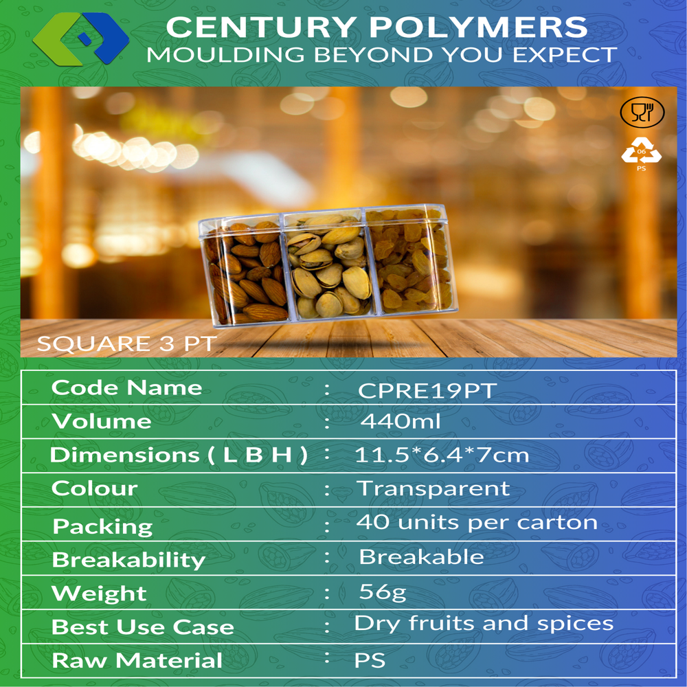 Square 3 Pt(cpre19pt) - Capacity: 440 Milliliter (Ml)