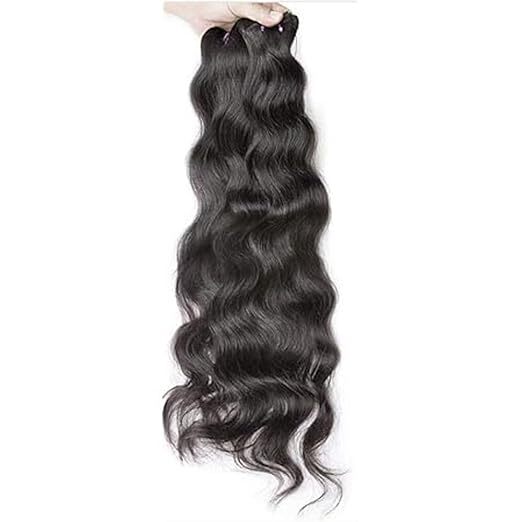 Machine Weft Human Hair Bundle, Length 28 Inches Long, 100% Human Hair, Natural Black Wavy