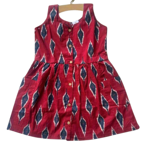 Sky Sleeveless Cotton Frock For Girls - Color: Various Color