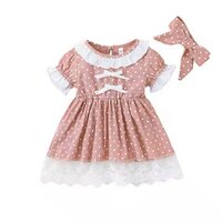 Toddler Baby Kids Girls Long Sleeve Bow Dress - Bust Size: Depends On Age Group  Meter (m)