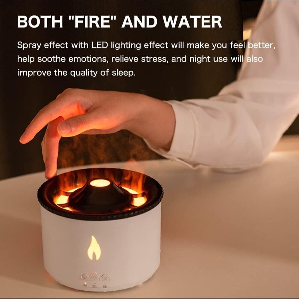 Volcano Flame Humidifier - Color: White