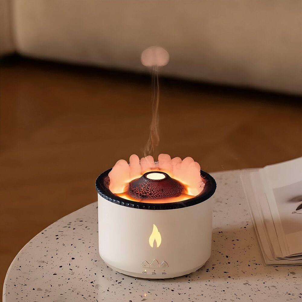 Volcano Flame Humidifier - Color: White