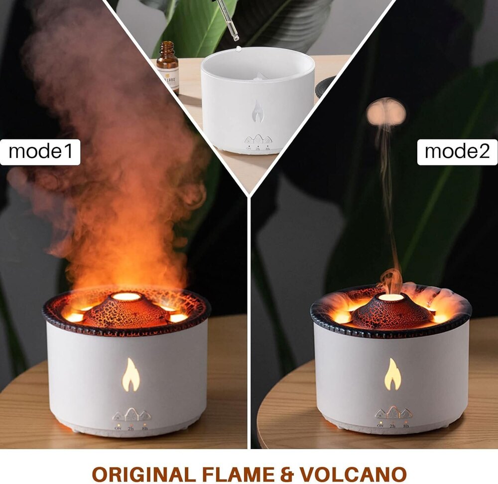 Volcano Flame Humidifier - Color: White