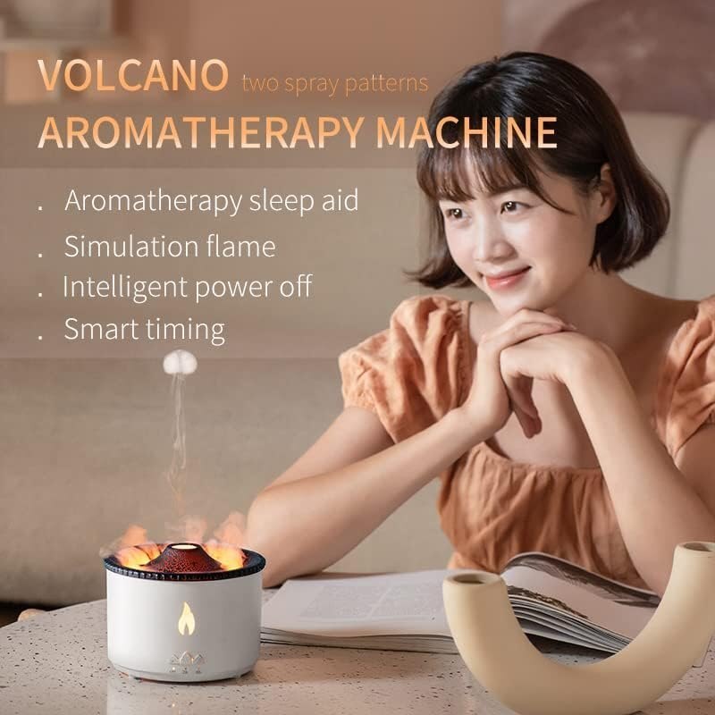 Volcano Flame Humidifier - Color: White