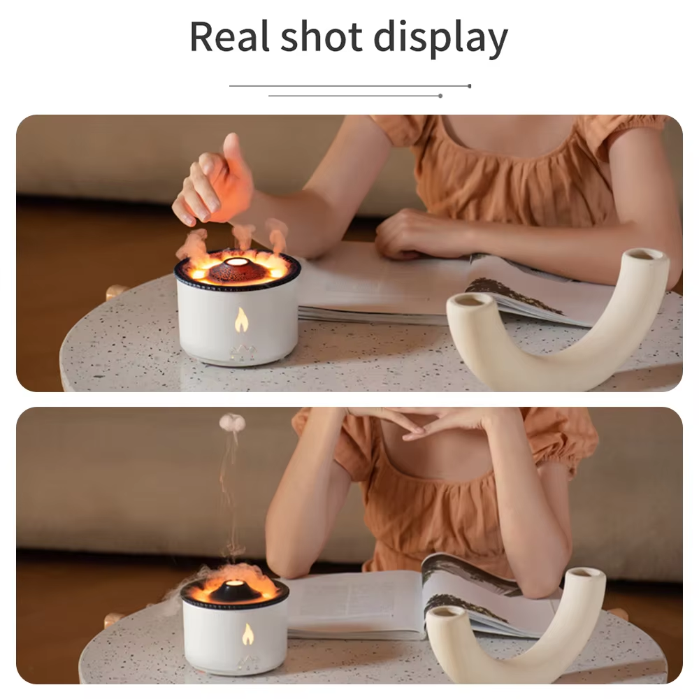 Volcano Flame Humidifier - Color: White