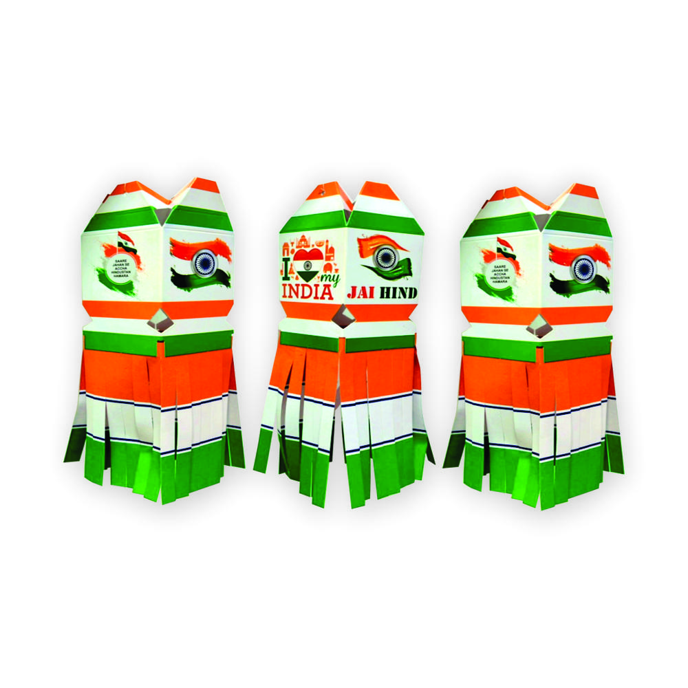 I Love India Small Lantern - (12pcs One Pkt) - Color: Tri Color