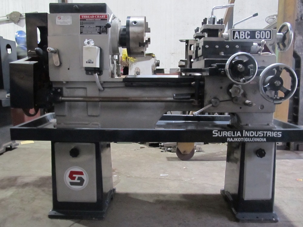 Medium Duty Lathe Machine - Metal Build Gray Color | Simple Control Functionality