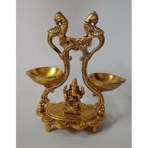 Brass Ethnic Peacock Diya Stand
