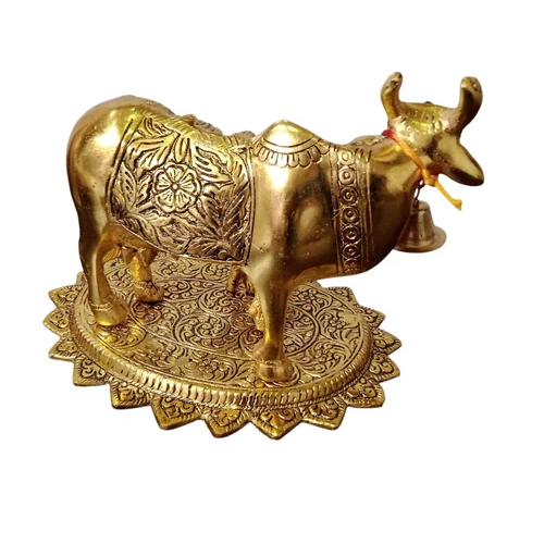 Metal Kamdhenu Cow with God Figurines