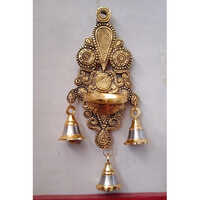 Wall Mount Brass Hanging Diya - Color: Golden
