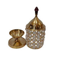 Spiritual Soul Brass Crystal Diya - Color: Golden