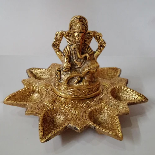 Metal Ganesh Statue - Color: Golden