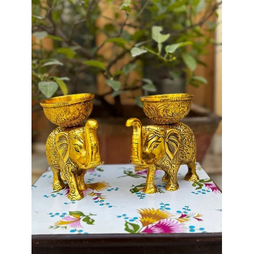 Spiritual Soul Gold Plated Elephant Set of 2