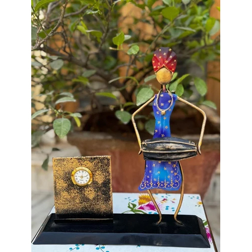 Spiritual Soul Hand Painted Metal Table Top with Clock