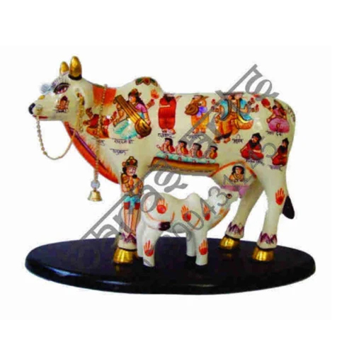 6 Inch Kamdhenu Wooden Base Statue