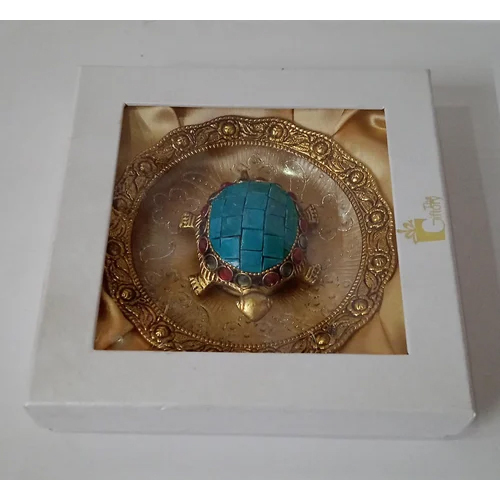 Brass Tortoise With Plate - Color: Golden