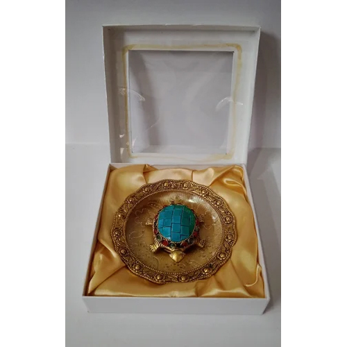 Brass Tortoise With Plate - Color: Golden