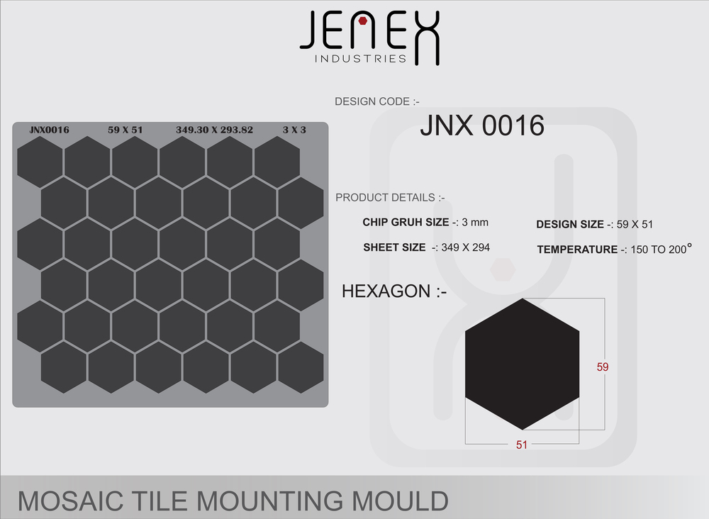 JNX0016 Hexagon Mosaic Tile Mounting Mould
