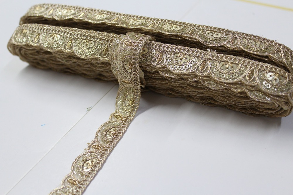 Fancy Embroidery, Sequence Zari Laces - Color: Golden