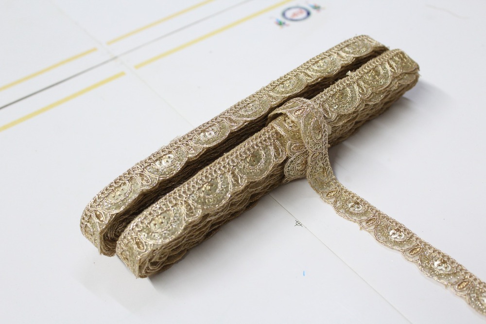 Fancy Embroidery, Sequence Zari Laces - Color: Golden
