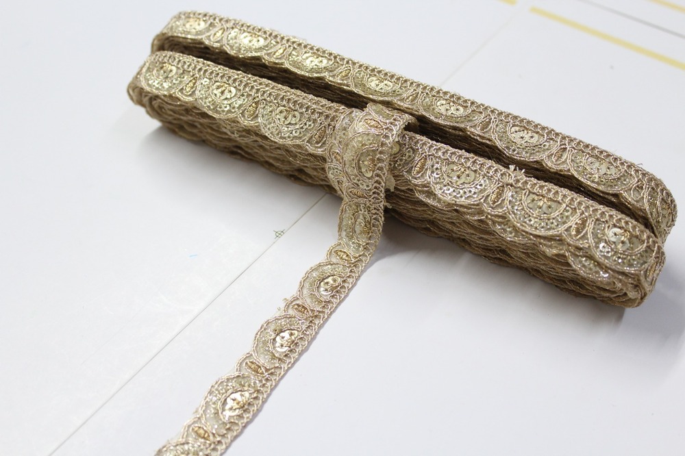 Fancy Embroidery, Sequence Zari Laces - Color: Golden