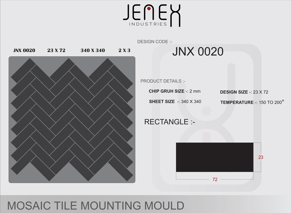 JNX0020 Rectangle Mosaic Tile Mounting Mould