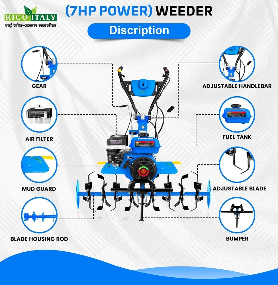 Rico Italy Power Tiller 7hp - Dimension (L*w*h): 80*100*140 Centimeter (Cm)