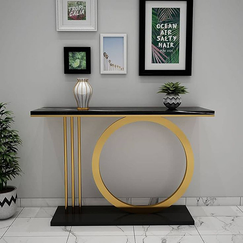 Black Glass Top Console Table