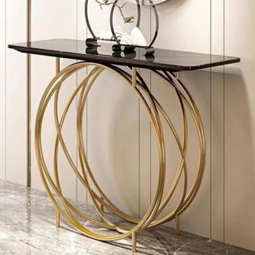 Stainless Steel Console Table - Color: Black & Golden