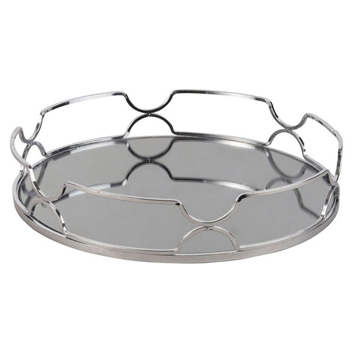Outstanding Grey Mirror Base Decorative Tray - Color: Silver