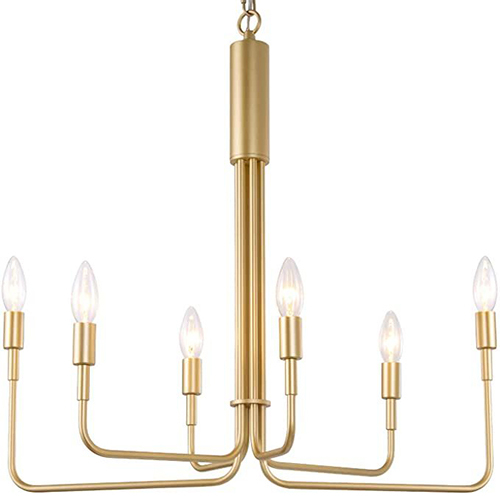 6 Bulb Gold Finish Chandelier - Color: Golden