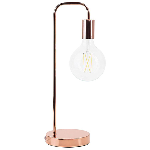 Matte Rose Gold Finish Iron Table Lamp - Light Source: Fluorescent