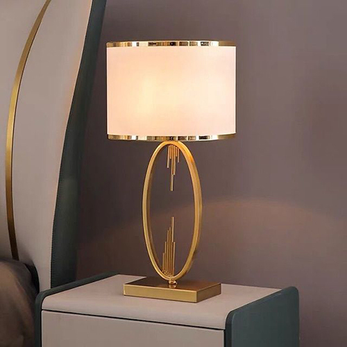 Gold Luster Glass Dome Table Lamp - Light Source: Fluorescent