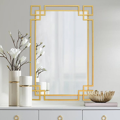 Iron Golden Tpr Finish Wall Mirror - Shape: Framed