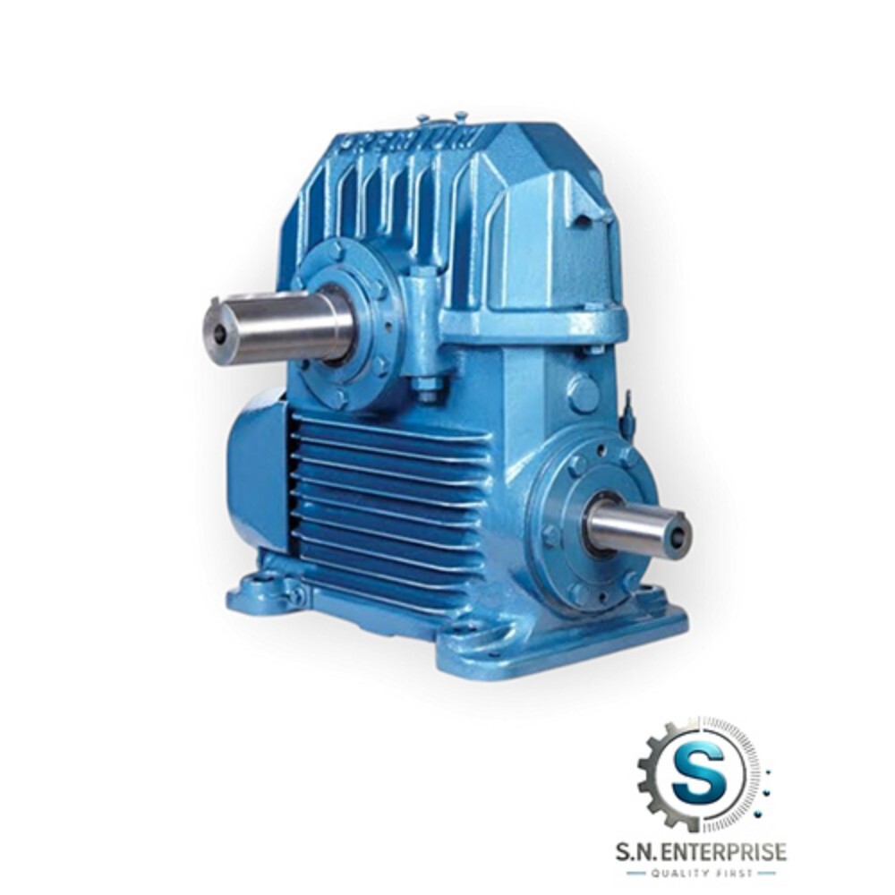 Worm Gearbox - Cast Iron, Customizable Sizes, Blue Color | High Efficiency, 220-240V Operation, Smooth Worm Gearing Arrangement