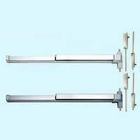 Door Panic Bars - Mild Steel 48 Inch, Silver Aluminium Coated, Automatic Latch, Horizontal Push Bar