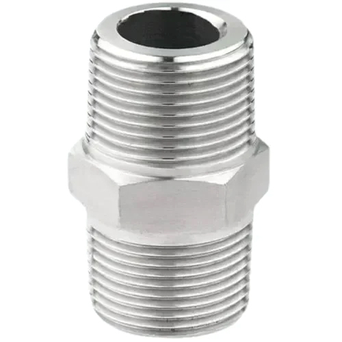 Stainless Steel Hex Nipple - Color: Silver