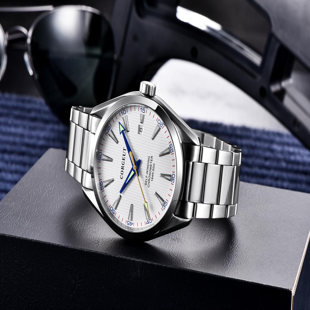 Corgeut 41mm Luxury Stainless Steel Sapphire Crystal Glass Miyota NH35 Movement Dive Automatic Silver Mechanical Watch for Men