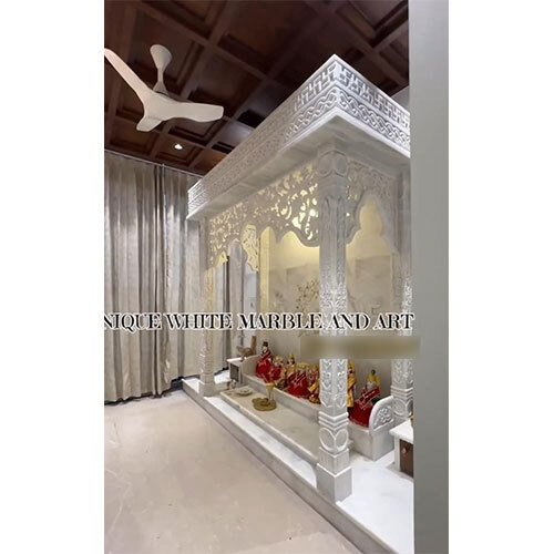 White Marble Pooja Mandir For Home - Shape: Square