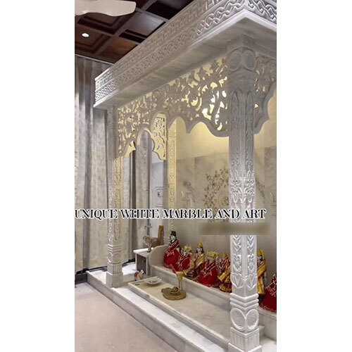 White Marble Pooja Mandir for Home